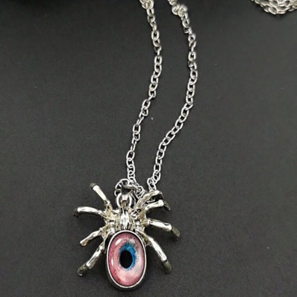 3for$20 1pc Fashionable Personality Ruby Spider Pendant Necklace,